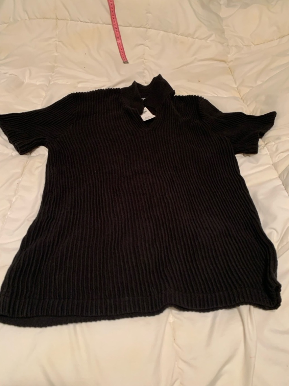 Abercrombie & Fitch Black Ribbed Polo-Style Short Sleeve Top